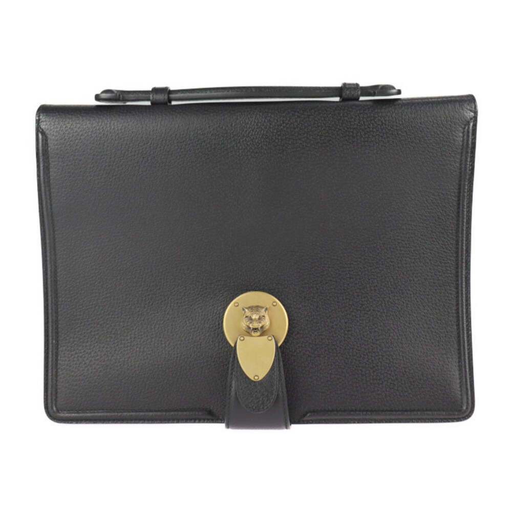 GUCCI Authentic Black Leather Tote Bag